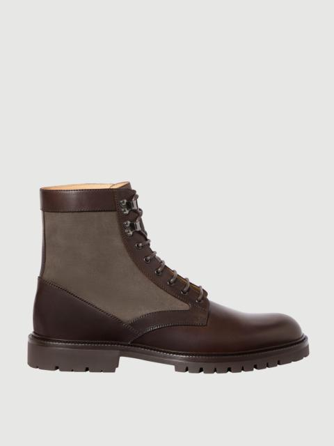 Brunello Cucinelli Waxed calfskin and techno fabric boots
