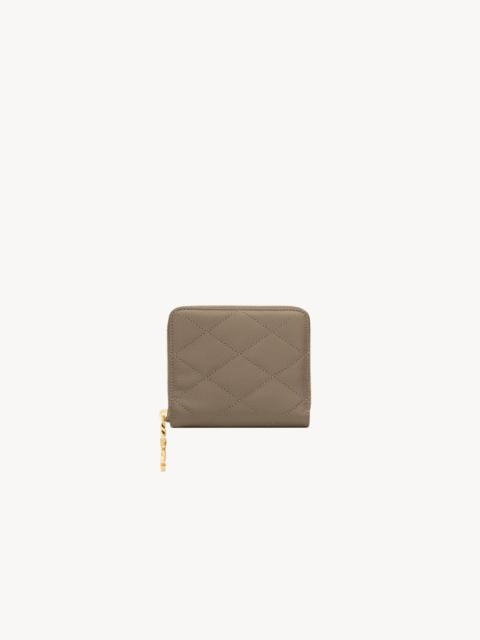 SAINT LAURENT CASSANDRE BIJOU COMPACT WALLET IN GRAIN DE POUDRE LEATHER