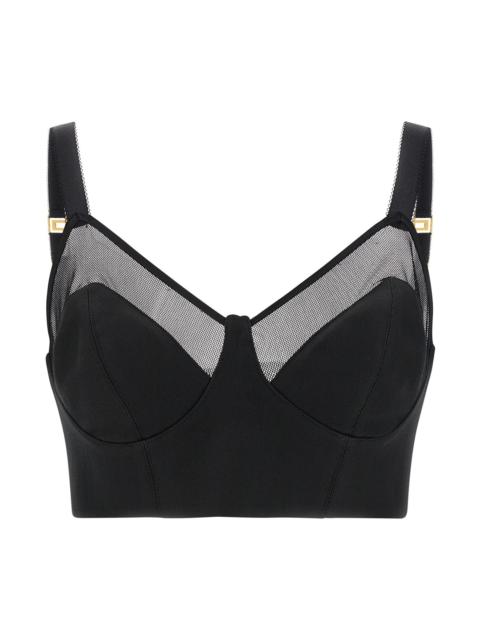 ELISABETTA FRANCHI Cool Wool And Tulle Top