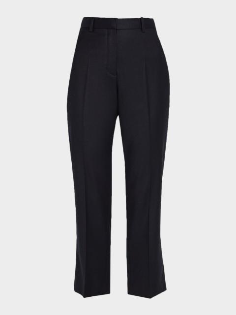 Loro Piana Dermot Wool-Cashmere Flannel Straight-Leg Ankle Pants