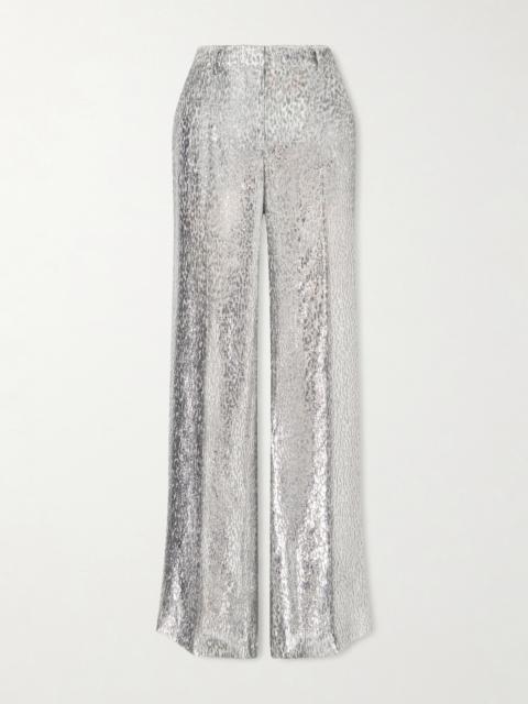 Stella McCartney Metallic Fil-coupé Crepe Straight-leg Pants