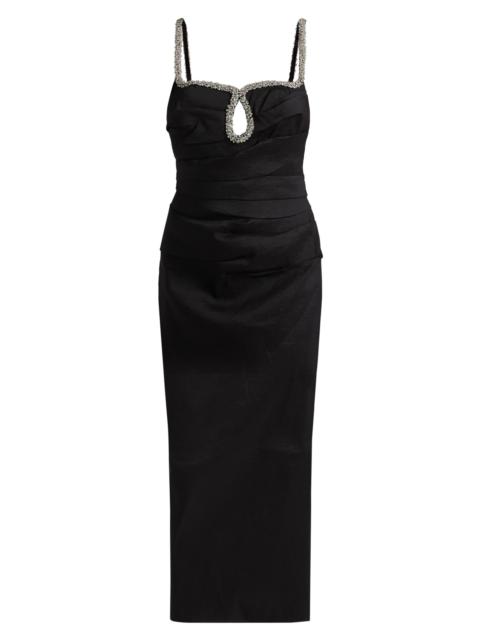 Acler Women's Astonhall Pleated Embellished-Trim Midi-Dress - Black