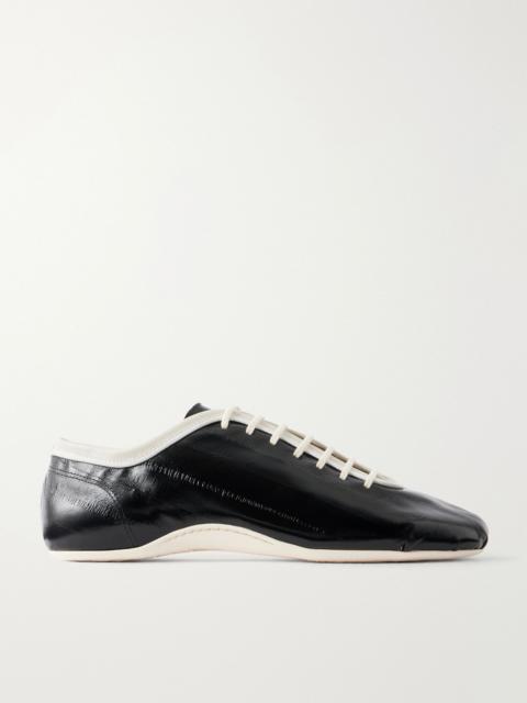 Dries Van Noten Glossed Leather Sneakers Black