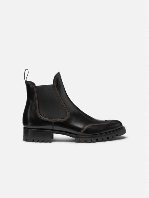 VERSACE Leather Chelsea Boots