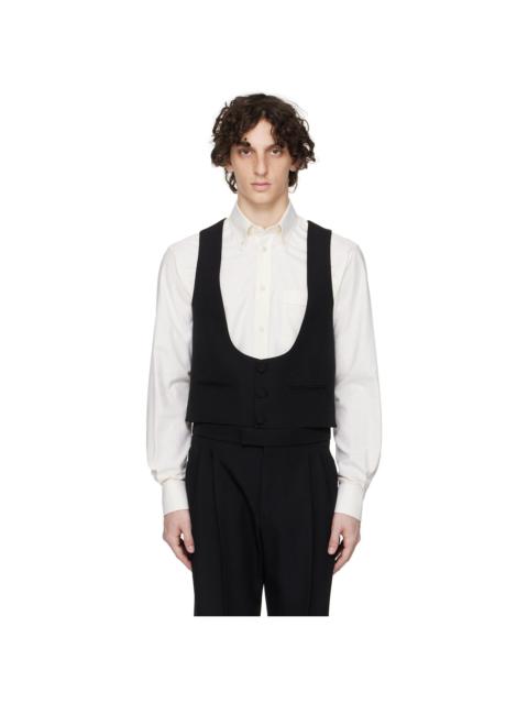 Valentino Black Wool Grain de Poudre Slim Fit Vest