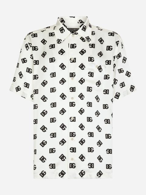 Dolce & Gabbana Silk Hawaiian shirt with DG Monogram print
