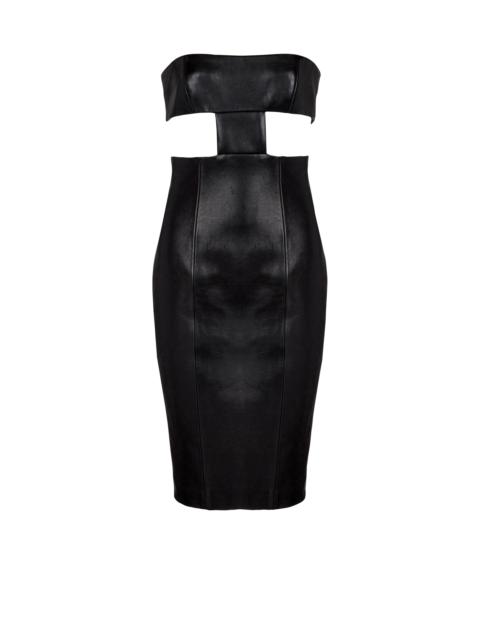 Balmain Strapless lambskin dress