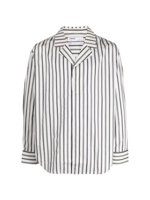striped camp-collar cotton shirt