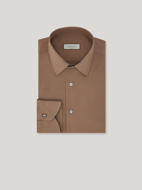 Canali BROWN CANALI TRAVEL STRETCH COTTON REGULAR-FIT SHIRT