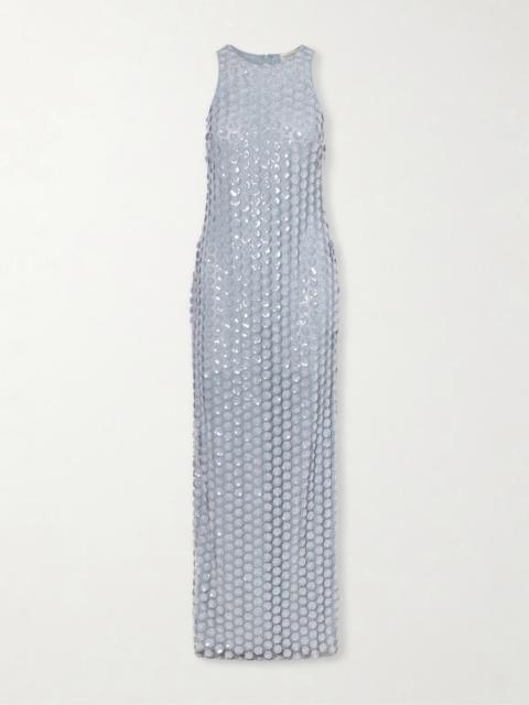 THE NEW ARRIVALS ILKYAZ OZEL Bixi Floral-embellished Mesh Gown