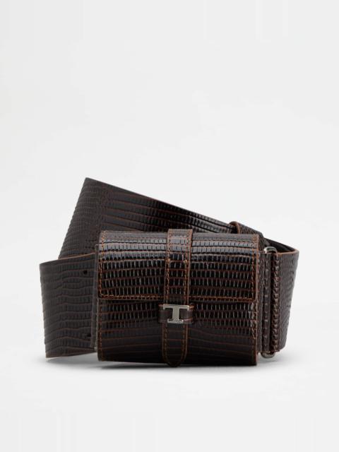 Tod's BELT WITH MICRO BAG IN LEATHER - BROWN