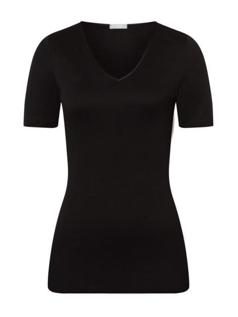 HANRO Cotton Seamless Fitted Cotton V-Neck Top