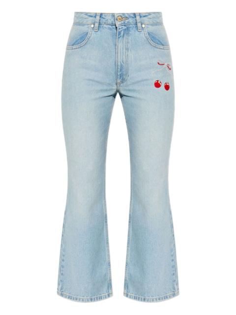 LoveShackFancy cherry-embroidery jeans