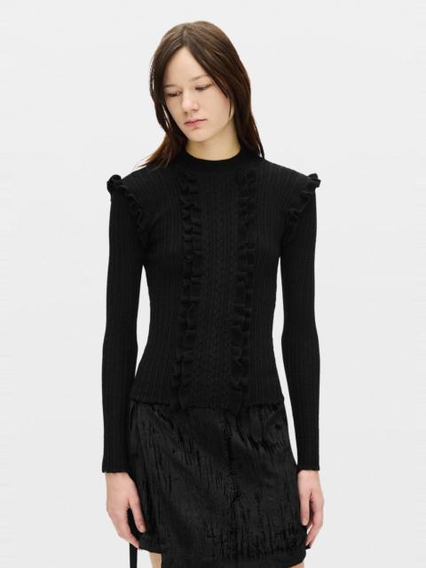 Ann Demeulemeester Mirina Fitted Sweater With Ruffled Plastron