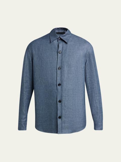 ZEGNA Men's Cashmere Linen and Silk Overshirt