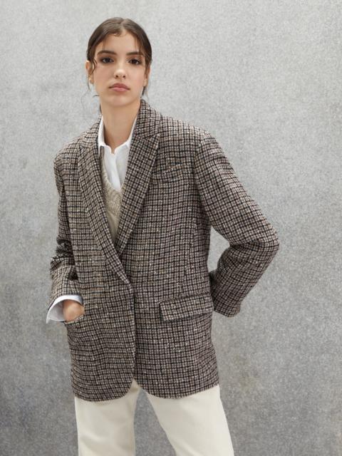 Brunello Cucinelli Checked wool and alpaca blazer with monili