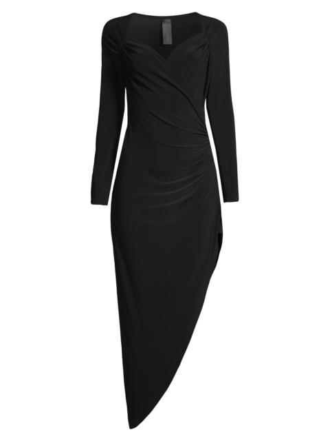 NORMA KAMALI Women's Asymmetric Draped Gathered Dress - Black