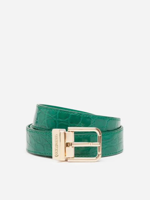 Crocodile flank leather belt