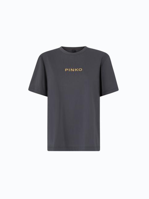 PINKO TOO GLAM TO GIVE A DAMN T-SHIRT WITH RHINESTONES