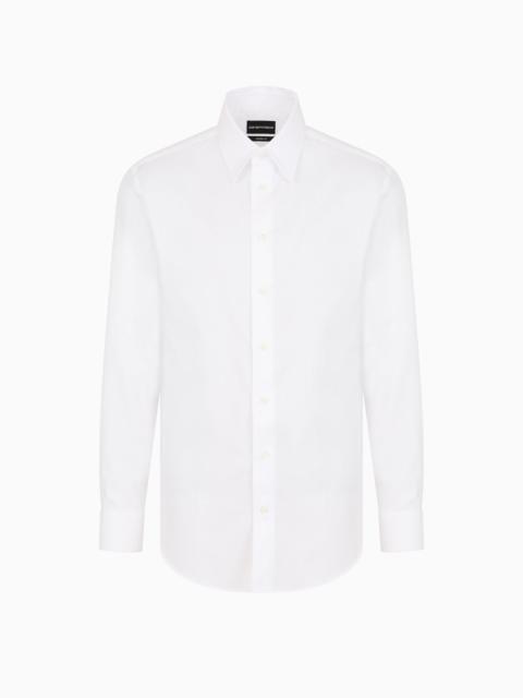 EMPORIO ARMANI Herringbone motif jacquard cotton shirt