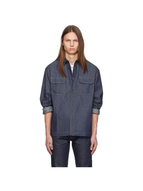 John Elliott Indigo Princeton Work Denim Shirt