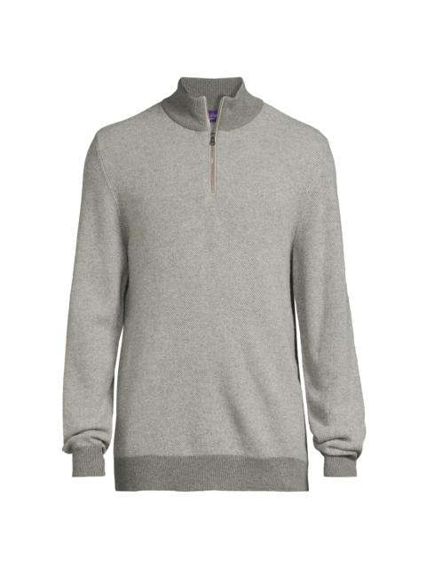 Ralph Lauren Men's Birdseye Cashmere Quarter-Zip Sweater - Classic Light Grey Heather