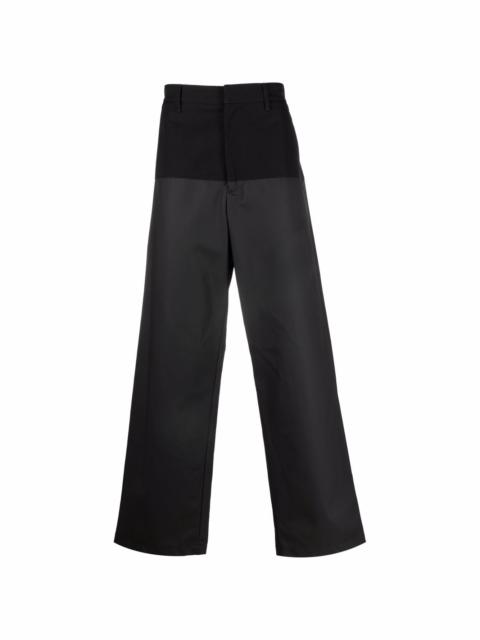 two-toned straight trousers