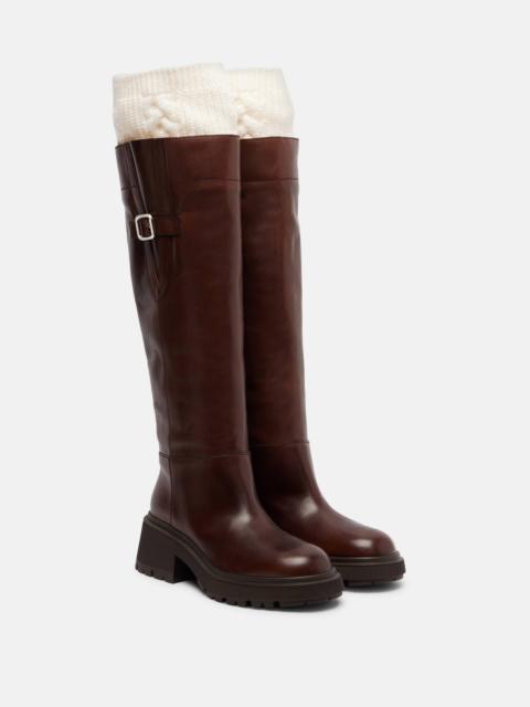 JIMMY CHOO Tamsin wool and leather knee-high boots