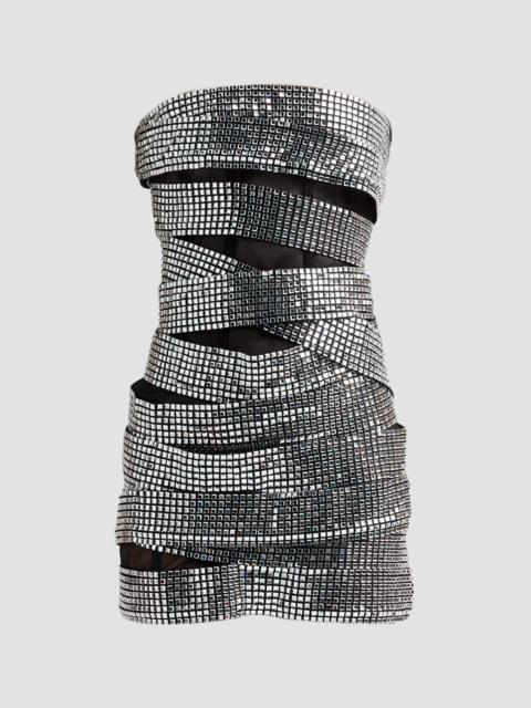 AREA Women's Disco Ball Mini Dress - Black