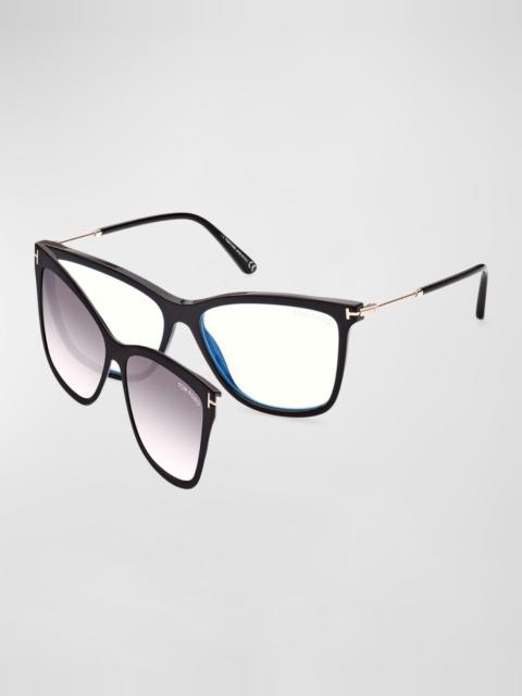 TOM FORD Blue Filtering Acetate Cat-Eye Glasses