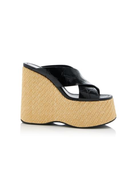 PARIS TEXAS Mara Croc-Effect Leather Platform Sandals black