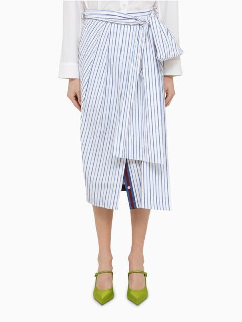 White striped blue cotton midi skirt
