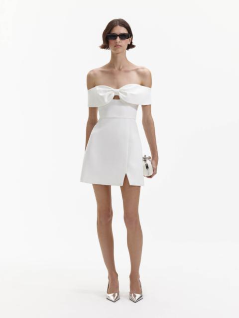 self-portrait White Bow Crepe Mini Dress