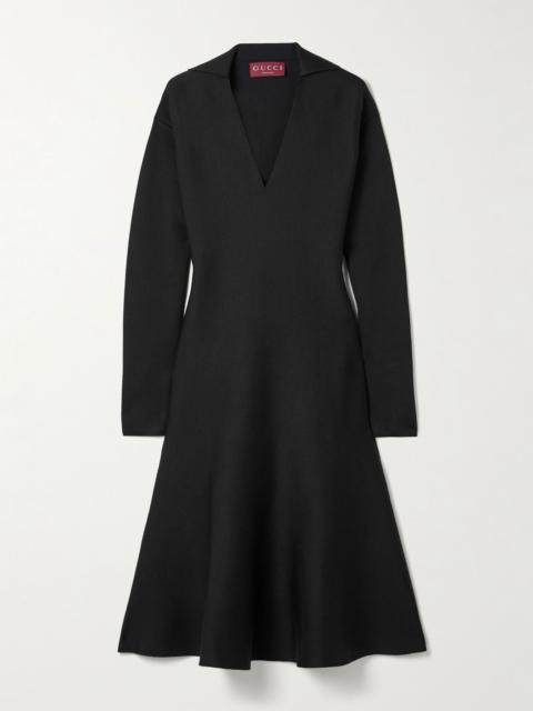 GUCCI Wool-blend midi shirt dress Black
