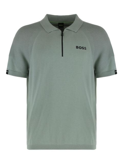 BOSS ribbed-cuffs zip-fastening polo shirt