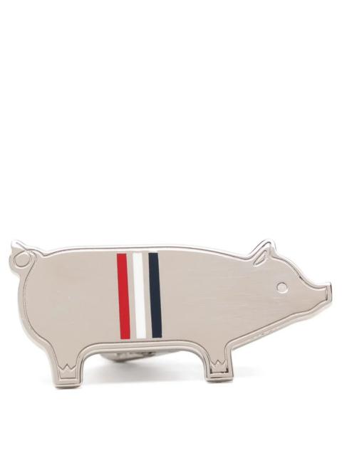 Thom Browne Silver Plated Enamel Pig Tie Bar