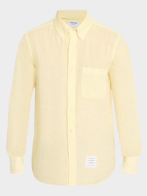 Thom Browne Men's Linen Garment Dyed Button-Down Shirt