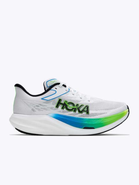 HOKA Rocket X 3 Shoes in Frost/Electric Lime