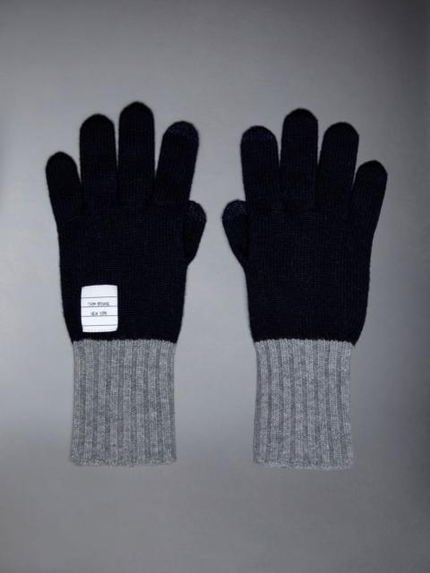 Thom Browne Merino Wool Jersey Paper Label Touchscreen Gloves