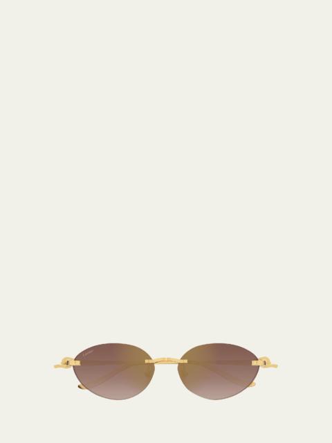 Cartier Panthère Rimless Metal Oval Sunglasses