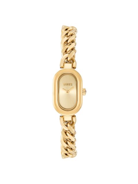 TOUS Analog jeweled Watch with gold-colored steel chain bracelet Oval Time