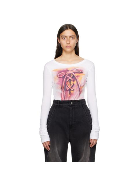 We11done White Printed Long Sleeve T-Shirt