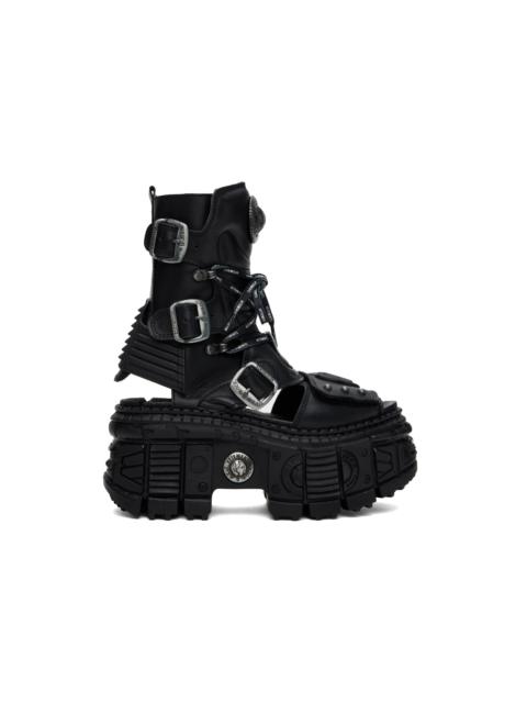 VETEMENTS Black New Rock Edition Leather Boots REVERSIBLE