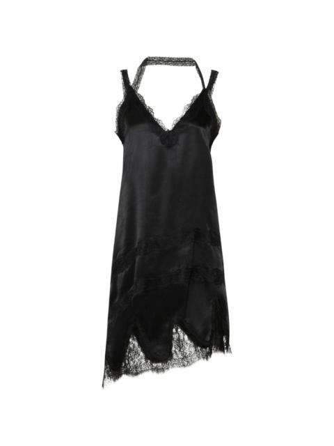 MARELLA lace-trim asymmetric midi dress