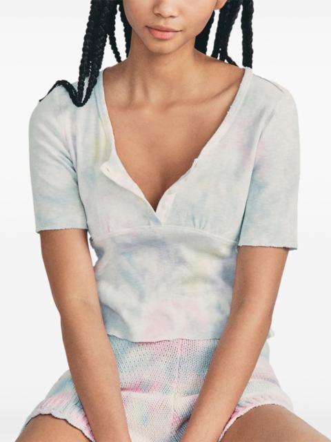 LoveShackFancy tie dye-pattern button T-shirt