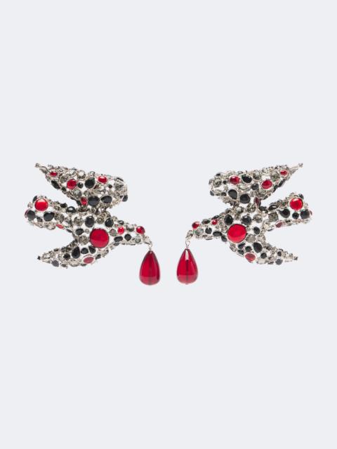 SAINT LAURENT Dove embellished clip-on earrings