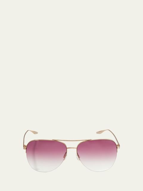 BARTON PERREIRA Chevalier Semi-Rimless Metal Aviator Sunglasses