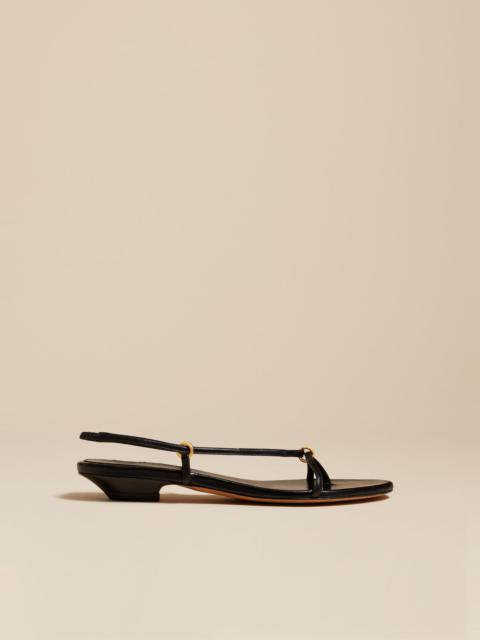 KHAITE The Marion Strappy Flat Sandal in Black Leather