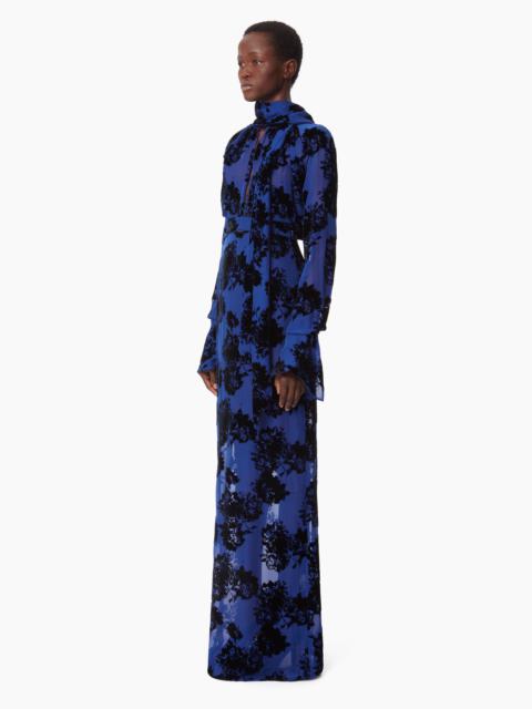 NINA RICCI Floral-pattern devoré velvet maxi skirt