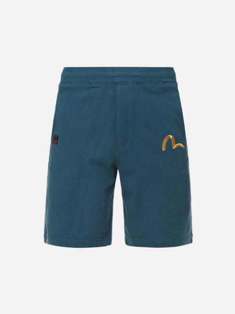 EVISU KAMON PRINT AND EMBROIDERY SWEAT SHORTS
